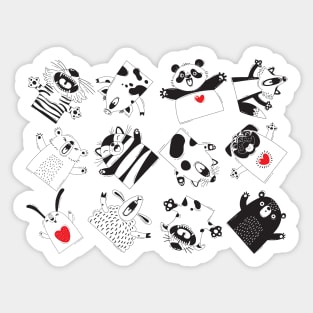 Happy panda and friends Sticker